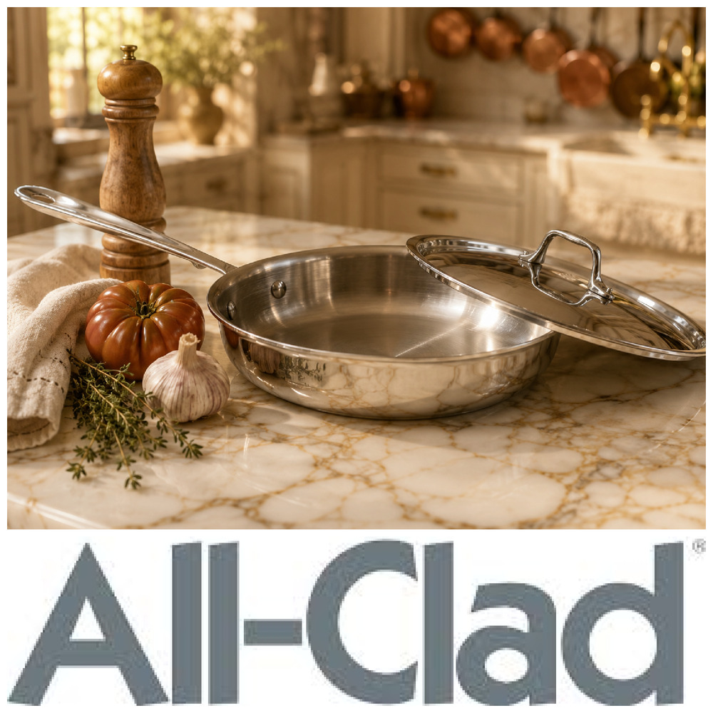 All-Clad D3 Stainless 10" Fry Pan Skillet w/ Lid 3-Ply USA Open Box Read
